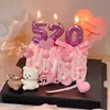 520 Decoración de Pastel de Oso de San Valentín Moderna Corazón de Confesión de Pareja Globo de Amor Velas Topper