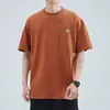 Camiseta de Manga Corta de Peso Pesado Hansca para Hombre Verano 2025 Nuevo Negro Cuello Redondo Suelto Casual Algodón Top Bordado