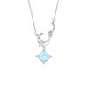 Collar de plata de ley 925 con diseño de lluvia de meteoritos, cadena de clavícula con colgante de luna, estrella y viento, con piedra de cristal de Joker