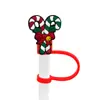 Accesorios de decoración navideña transfronterizos tapa de silicona para popote hebilla decorativa para popote de fiesta reno de dibujos animados tapa de popote a prueba de polvo