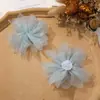 Flor de gasa cosida a mano coreana flor de gasa de color sólido mate flor de gasa diy hairpin de malla hecho a mano tocado accesorios para ropa al por mayor