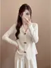 Suéter de Encaje Patchwork de Lujo Otoño/Invierno con Solapa y Lazo de Manga Larga para Mujer Estilo Coreano Adelgazante Versátil Tejido