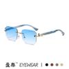 Gafas de Sol Poligonales Recortadas Sin Montura de Leopardo Gafas de Sol Retro Europeas y Americanas para Conducir Moda Protección UV