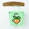Cesta de Legumes Tecida de Plástico Personalizável com Padrões Criativos de Desenhos Animados, Bolsa de Viagem Grande Capacidade Tecida em PVC