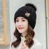Novedad de Invierno para Mujer Otoño/Invierno Versátil Estilo Coreano Moda Gorro de Lana Engrosado con Forro Polar Cálido Gorro de Punto Gorro de Tejer