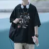 Camiseta Masculina de Manga Curta Verão Fina Estampada Solta Meia Manga Roupas Marca Americana Tendência Camiseta Fashionável Top Masculino