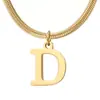 Colar com Pingente de Letra Inglesa em Aço Titânio Banhado a Ouro Real 18K, Design de Nicho, Joia Acessório Simples e de Alto Padrão para Mulheres