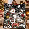 Manta de Graffiti Navideña de Venta Caliente Transfronteriza Manta con Pintura de Papá Noel Manta de Doble Capa Engrosada de Franela y Forro Polar DIY