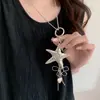 Serie Chica Linda Fresca Caliente ~ Collar con Colgante Flor Estrella Estilo Coreano Cadena para Suéter Versátil de Lujo Ligero Collar con Candado de Moda