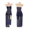 Vestido Sexy Sem Alças Ombro a Ombro Transparente, Lingerie Sedutora Transparente, Revela o Bumbum, Não Precisa Tirar, Vestido Longo