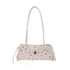 Bolsa Baguete de Bolinhas Doce de Nicho para Mulheres, Nova Tendência Fashion Estilo Garota Laço Bolsa de Axila Bolsa de Ombro