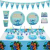 Coleção de Conjuntos de Louça Temáticos do Stitch para Festa de Aniversário Transfronteiriça Pratos Descartáveis para Bolo Pratos Redondos Pratos de Sobremesa