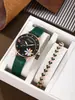 2026 Reloj Transfronterizo Fresco y Colorido Flor Pequeña Esfera Redonda Correa de Cuero Brillante Set de Pulsera de Amor para Mujer Reloj de Cuarzo