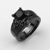 Mingcheng desea el más vendido nuevo anillo para mujer con incrustaciones de nano circonita negra chapado en oro negro lujo europeo y americano anillo de oro negro