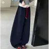Pantalones deportivos de punto casual para niña, nuevos para otoño, con bloques de color, pantalones versátiles de corte ajustado con pierna ancha curva para primavera y otoño