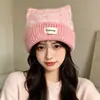 Gorro de punto para mujer de otoño e invierno, lindo y cálido, versátil, estilo coreano, adelgazante y protector de orejas