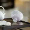 Taza de Té de Cerámica Arita con Flor de Rosa Púrpura Degradada, Base Alta, Juego de Té Kung Fu, Taza de Té Doméstica
