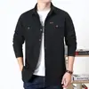 Camisa Masculina Casual Solta de Manga Longa Nova Chegada Tamanho Grande Cor Sólida Meia-idade Juventude Camisa Outono Roupa de Trabalho Bolso