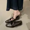 ¡Versión de piel de oveja! Zapatos Retro Mary Jane para Mujer Punta Cuadrada Correa Única Hebilla Suela Suave Corte Bajo Marrón Planos Individuales