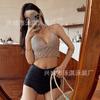 Biquíni de Cintura Alta Sexy de Deusa Retrô Tricotado Transfronteiriço Coreia do Sul Tamanho Peito Dividido Traje de Banho para Mulheres