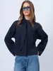 Sudadera Larga Holgada con Cordones para Mujer Otoño Invierno Nueva Elegante Casual Top Estilo Europeo Cuello Solapa Jersey