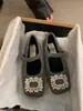 Elegantes Zapatos Mary Jane para Mujer, Estilo Francés Cuadrado con Forro de Lana, Zapatos de Piel Sintética con Pedrería, Zapatos Planos de Invierno para Mujer