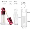 Material de Embalagem Personalizado OEM 6ml Roxo Vermelho Tubo Transparente Fosco Galvanizado Tubo Curto Cabeça Grande de Pincel Brilho Labial Glaze Labial Tubo de Brilho Labial