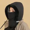 Conjunto de Máscara de Vento e Chapéu Elétrico para Veículos de Inverno, Protetor de Pescoço Quente à Prova de Frio para Ciclismo Feminino e Esqui, Cobertura para Cabeça, Chapéu de Algodão para Proteção do Pescoço