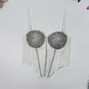 Espartilho Tomara-que-caia Sexy Estilo Europeu e Americano com Pedrarias e Strass para Usar por Cima, Apresentando um Lindo Costas e Design Ombro a Ombro, Adequado para Festas e Eventos