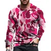 Camiseta de manga larga para hombre con estampado digital, cuello redondo, corte holgado, estampado de camuflaje deportivo 3D, nueva para primavera y otoño, transfronteriza