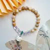 Pulsera Colgante Redonda de Madera de Ciprés, Cuentas Budistas Estilo Pareja para Hombres y Mujeres, Joyería de Mano Retro Versátil al por Mayor