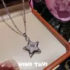 Colar Pingente Estrelas Brilhantes Pedra Preciosa Brilhante Estrela de Cinco Pontas Cristal Brilhante Conjunto de Brincos de Zircônia