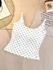 6325# Bolinhas Lindo Top Costas com Bojo Integrado Camiseta Base Macia e Lisa Sexy Hot Girl Fresco e Jovem Modelador Camiseta Regata Feminino