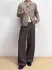 Pantalones Casuales de Pierna Ancha Rectos Sueltos de Corte A con Doble Pinza Estilo Old Money Limpio para Hombre en Primavera y Otoño