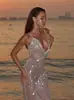 Suministro Exclusivo Transfronterizo de Vestidos Europeos y Americanos 2026 Moda Femenina de Comercio Exterior Sexy Vestido Bodycon de Punto con Lentejuelas y Tirantes Finos con Ceñido a la Cintura