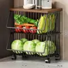 Prateleira de Armazenamento para Cozinha, Caixa de Lanches Doméstica de Chão, Cesta de Frutas e Legumes para Brinquedos na Sala de Estar, Carrinho de Legumes, Prateleira de Armazenamento Multicamadas