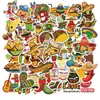 50 Adesivos de Grafite de Comida Estilo Mexicano para Decorar Mala Adesivos à Prova d'Água para Exportação Amazon