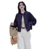 Venda Direta de Fábrica Outono 2025 Versão Coreana Versátil Emagrecedor Casual Design Solto Gola Alta Xadrez Diamante Jaqueta Curta Casaco Feminino