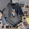 Playera Estampada de Manga Corta Lavada de Comercio Exterior de Estación Independiente Verano Casual Parejas Ropa Holgada de Media Manga Venta al por Mayor Transfronteriza