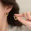 Colar de Pedra Natural Metal Âmbar Maillard para Mulheres Nicho Vintage Personalidade Versátil Brincos Elegantes Corrente de Pescoço Corrente de Lã