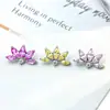Pendientes de Titanio F-136 Aleación de Titanio Circonia Flor de Loto G23 Titanio Rosca Interna Circonia Labret Piercing Joyería Cabeza