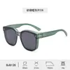 Gafas de sol de montura cuadrada se pueden usar sobre gafas graduadas para mujer, Portátiles para conducir, Elegantes gafas de sol polarizadas de alta definición negras para hombre, Protección UV