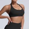 Ropa Interior Deportiva Europea y Americana para Mujer con Colgante en el Cuello de Nylon de Alta Elasticidad Extinguido Top de Yoga Grande sin Espalda Sujetador para Mujer