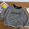 Camiseta de Manga Larga 26 Verano Niños Niñas Estilo Coreano Ligera Protección Solar Ropa Bebé Niño Pequeño Elegante Rayas Casual Capa Base