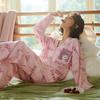 Pijama feminina atacado transfronteiriço primavera e outono novo algodão imitação manga comprida senso de alta qualidade doce casual fofo roupa de casa terno