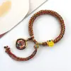 Pulsera Thangka Estilo Tíbet con Cinco Deidades de la Riqueza, Pulsera Tejida a Mano con Tara Verde y Cinco Santos, Pulsera Caja Gahu