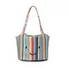 Bolso de paja transfronterizo 2026 verano nuevo bolso de playa colorido tejido gran capacidad bolso tote bolso cubo personalizado