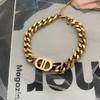 Collar Europeo y Americano Ins Celebridad de Internet Cadena Gruesa Dorada Nariz de Cerdo Acero de Titanio para Mujer Hip-hop Distintivo Cadena Corta para Clavícula