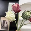 Cardo nórdico peonía artificial flocado de alta calidad suave decoración ramo floral para decoración del hogar, boda y fotografía