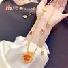 Nuevo Accesorio de Otoño Cadena de Suéter Collar con Corazón de Melocotón, Flor de Loto y Mariposa de Doble Cara para Mujer